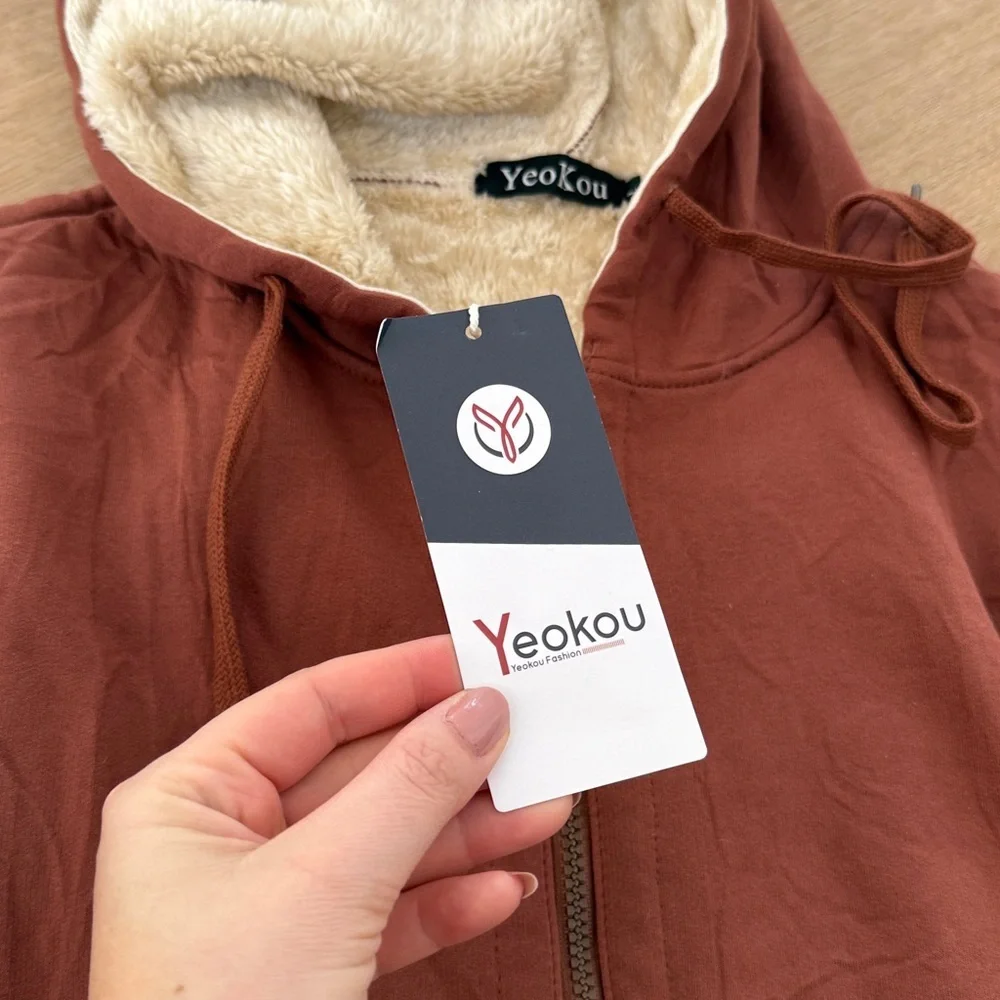 Yeokou women's sherpa-lined zip-up hoodie - Picture 3 of 3